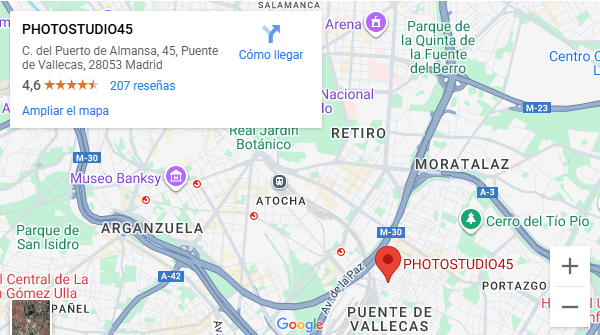 Mapa del estudio fotografico de Madrid